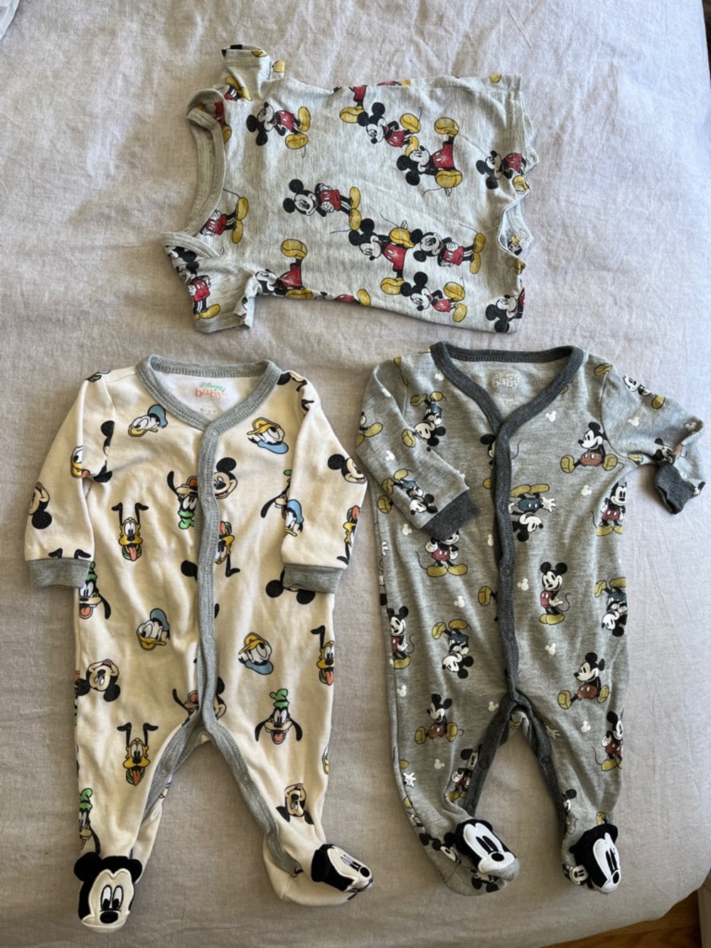 $7 for 1 or 3 for $15 - Disney Baby Mickey & Friends Footed One-Pieces